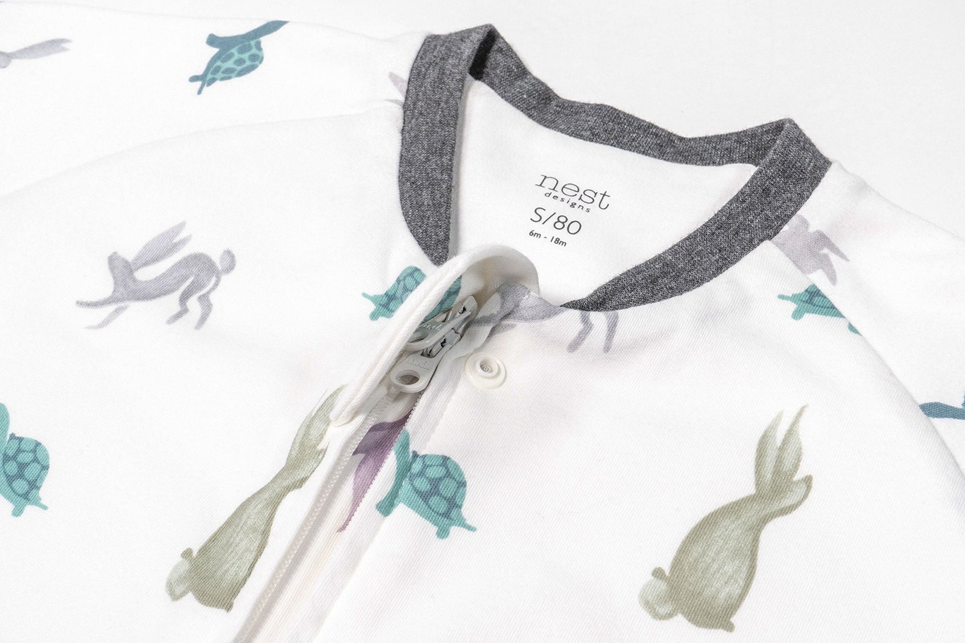 NEST DESIGNS AVOCADO BAMBOO LONG SLEEVE FOOTED SLEEP BAG 1.0 TOG -THE TORTOISE & THE HARE