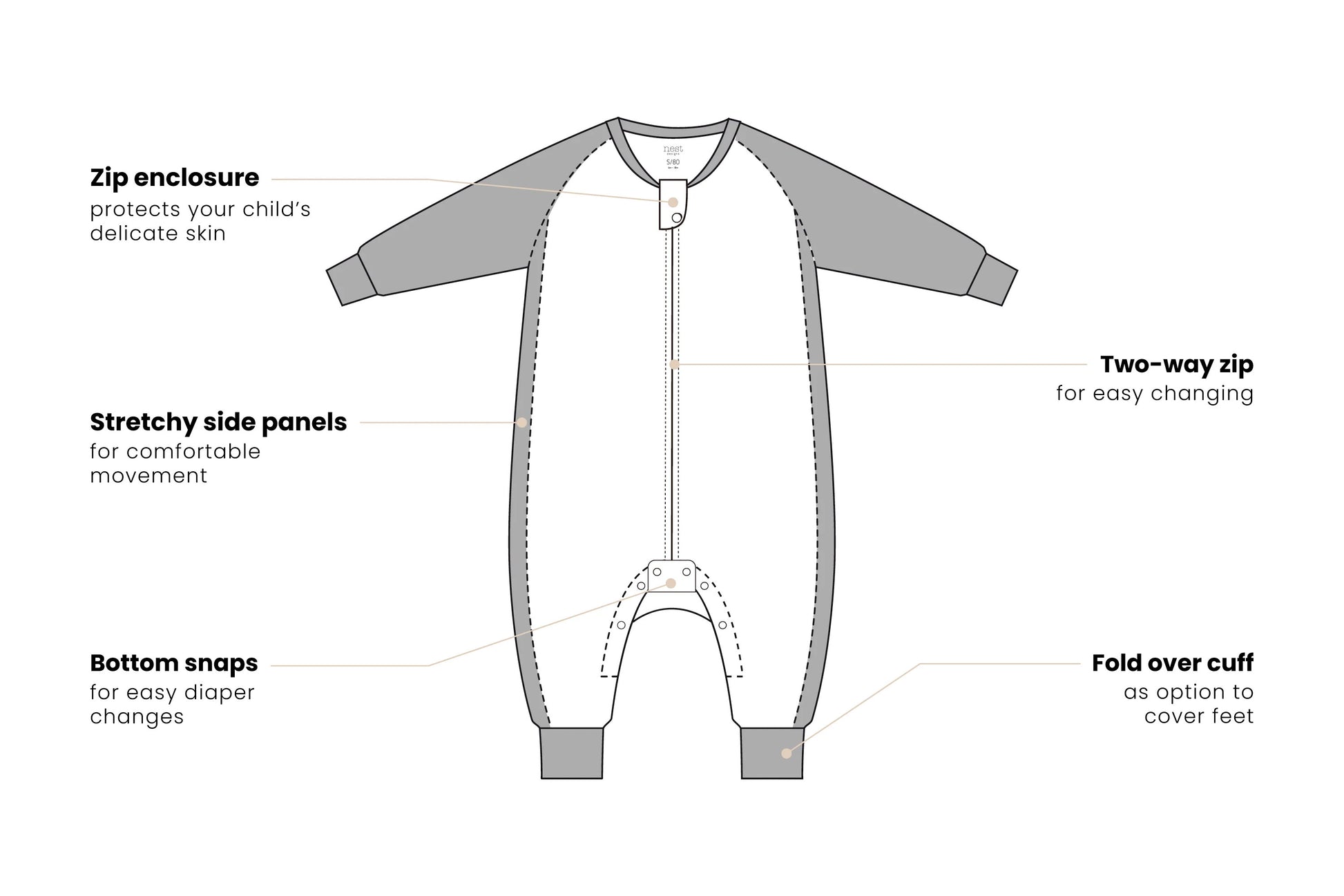 NEST DESIGNS BAMBOO LONG SLEEVE FOOTED SLEEP BAG 1.0 TOG - LET'S ROLL