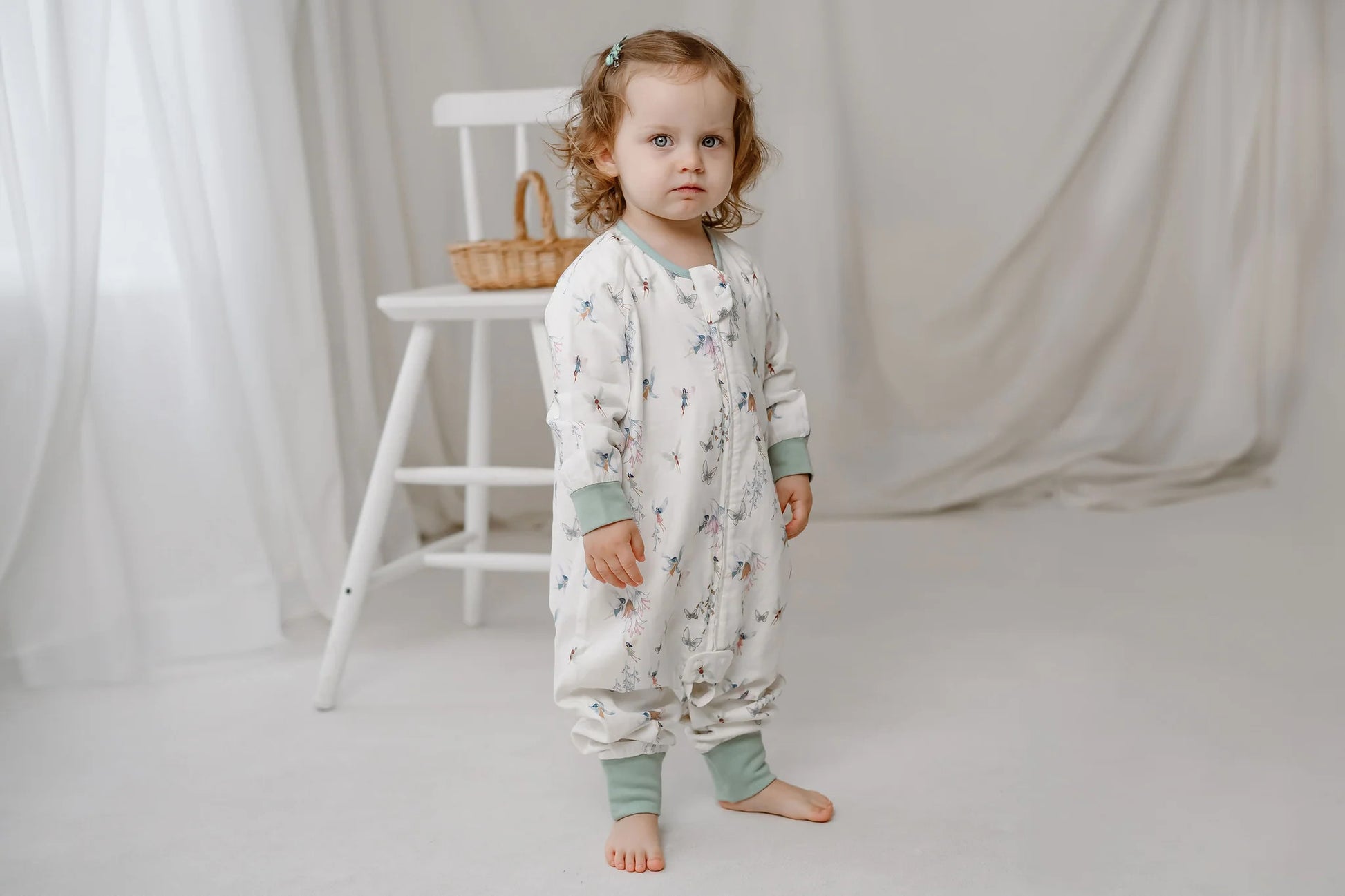 NEST DESIGNS BAMBOO PIMA LONG SLEEVE FOOTED SLEEP BAG 0.6 TOG FAIRY TALE