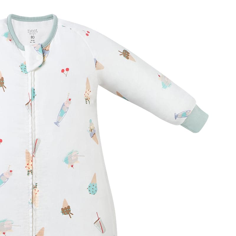 NEST DESIGNS BAMBOO PIMA LONG SLEEVE FOOTED SLEEP BAG 0.6 TOG - ICE CREAM SUMMER - baby enRoute
