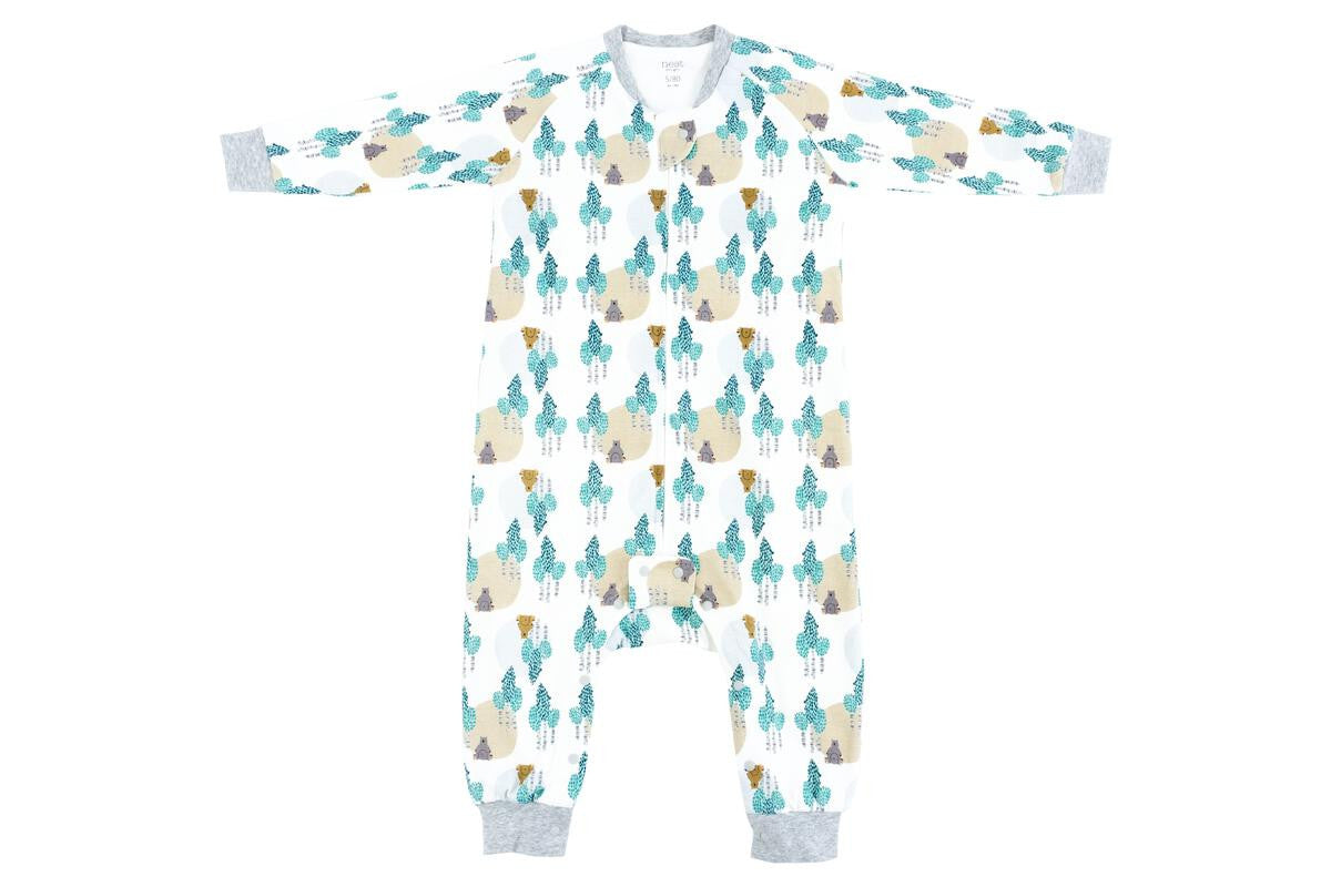 NEST DESIGNS ORGANIC COTTON LONG SLEEVE SLEEP SUIT 1.0 TOG WHERE'S THE BEAR