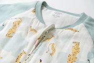 NEST DESIGNS RAGLAN BAMBOO LONG SLEEVE FOOTED SLEEP BAG 2.5 TOG - CHEETAH PARTY