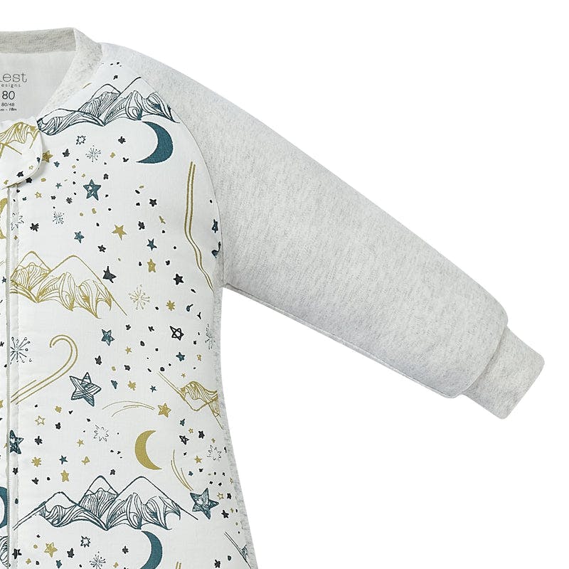 NEST DESIGNS RAGLAN BAMBOO LONG SLEEVE FOOTED SLEEP BAG 2.5 TOG - STARS WHITE