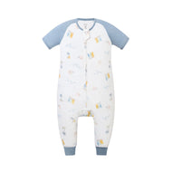 NEST DESIGNS RAGLAN BAMBOO PIMA SHORT SLEEVE FOOTED SLEEP BAG 0.6 TOG - PASTEL WAVES