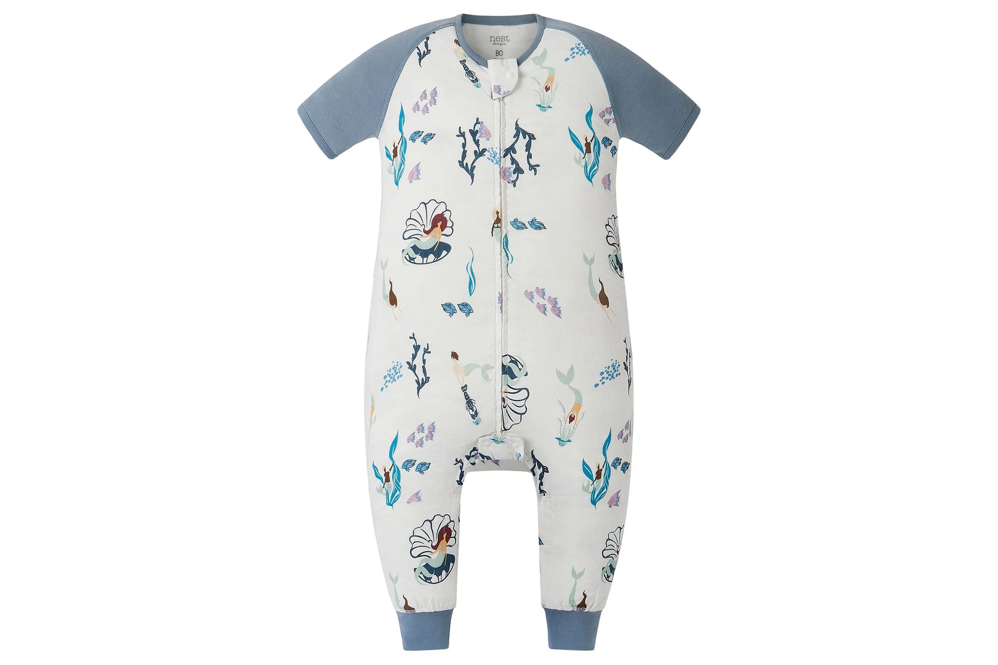 NEST DESIGNS RAGLAN BAMBOO PIMA SHORT SLEEVE FOOTED SLEEP BAG 0.6 TOG - SPLISH SPLASH