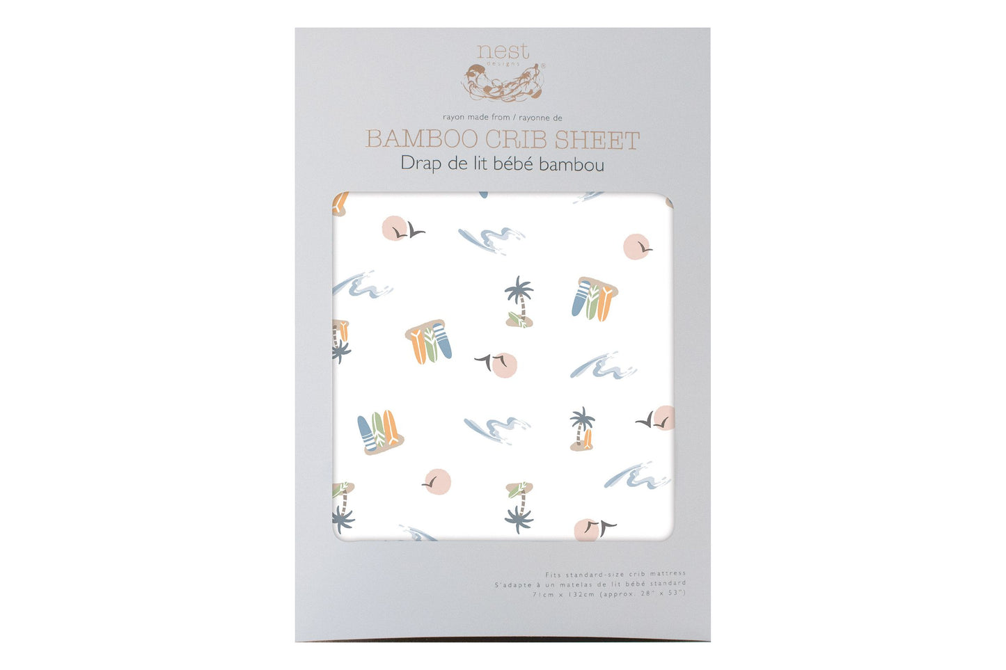 NEST DESIGNS BAMBOO CRIB SHEET-PASTEL WAVES - baby enRoute