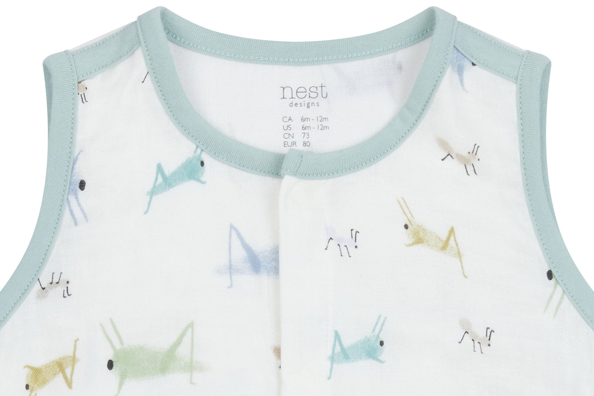 NEST DESIGNS BAMBOO PIMA SLEEVELESS BUTTON DOWN ONESIE - THE ANT & THE GRASSHOPPER