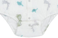 NEST DESIGNS BAMBOO PIMA SLEEVELESS BUTTON DOWN ONESIE - THE TORTOISE & THE HARE