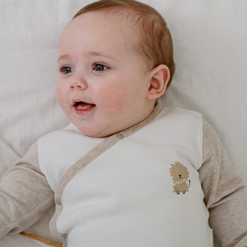 NEST DESIGNS ORGANIC COTTON LONG SLEEVE KIMONO ONESIE-SAFAWHEE