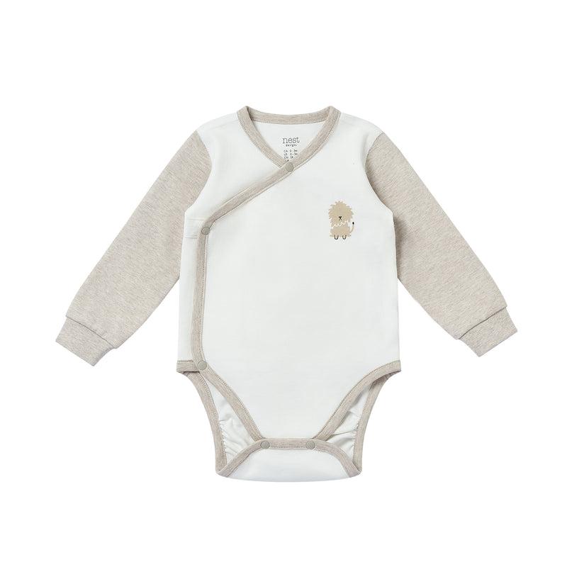 NEST DESIGNS ORGANIC COTTON LONG SLEEVE KIMONO ONESIE-SAFAWHEE