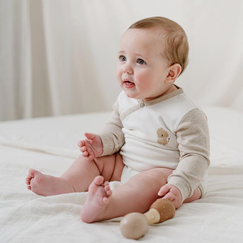 NEST DESIGNS ORGANIC COTTON LONG SLEEVE KIMONO ONESIE-SAFAWHEE