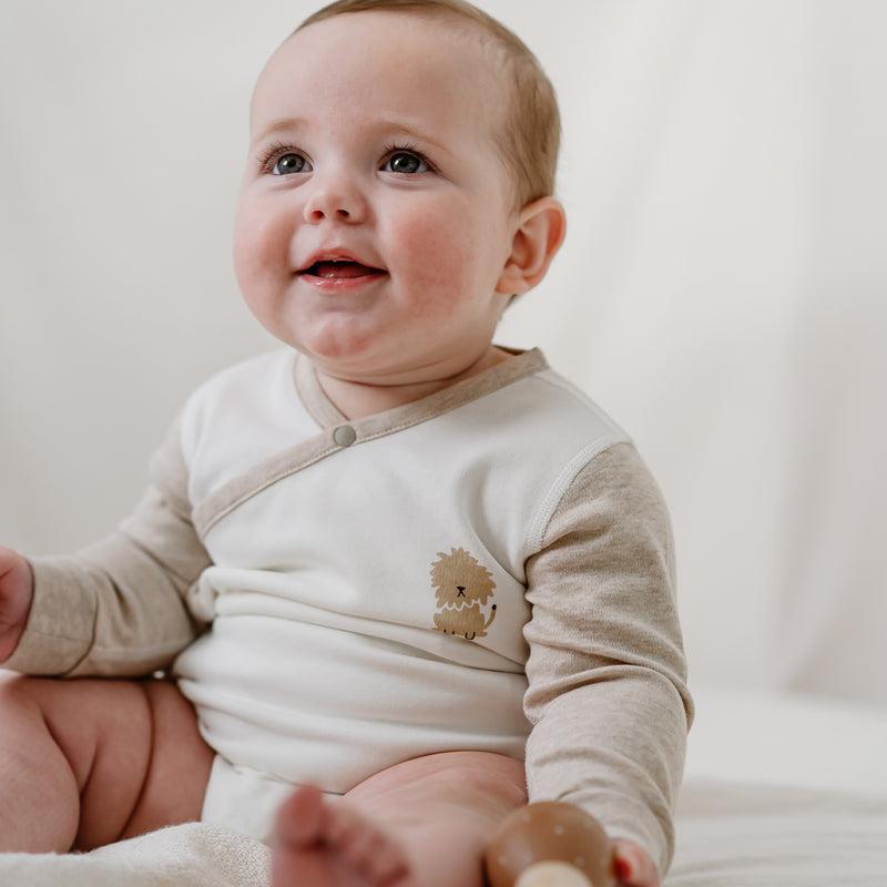NEST DESIGNS ORGANIC COTTON LONG SLEEVE KIMONO ONESIE-SAFAWHEE - baby enRoute