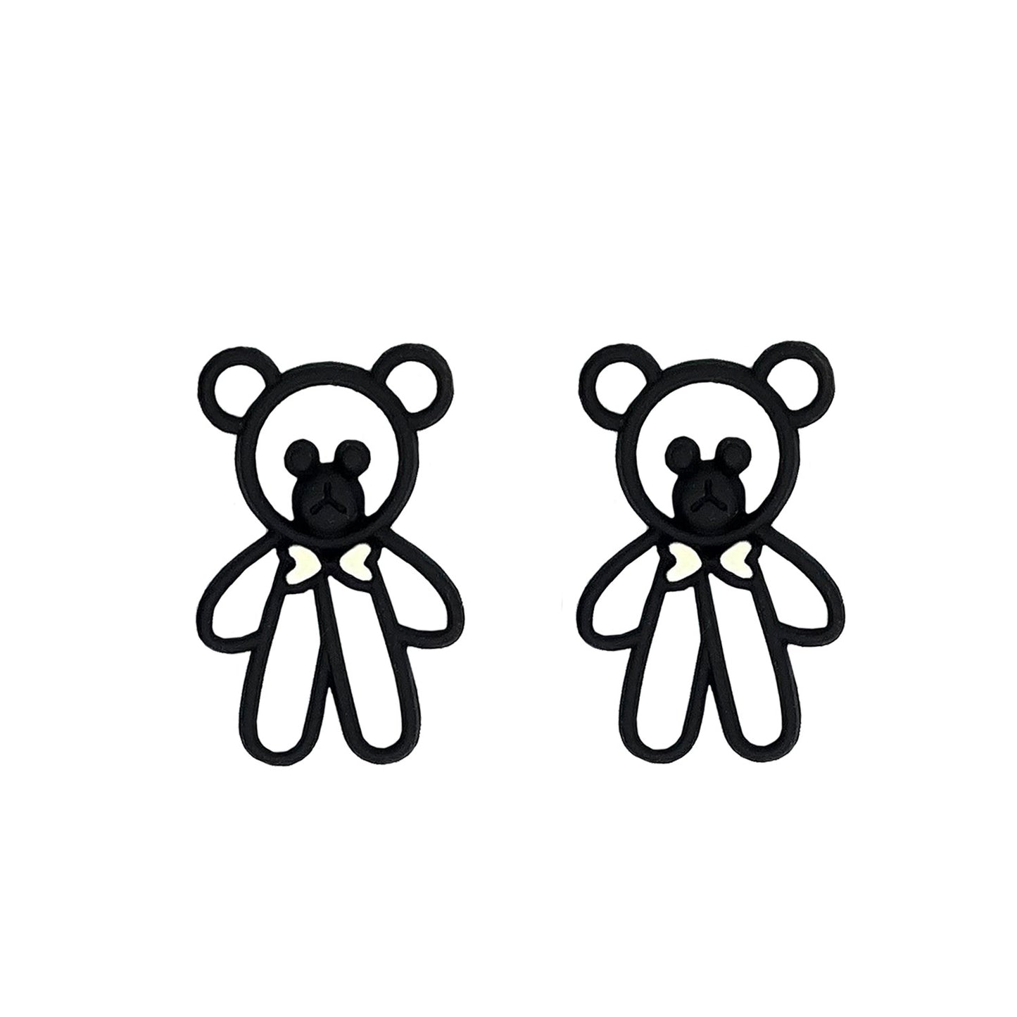 NEMIBABY EARRINGS TEDDY BEAR BLACK- 925 STERLING SILVER PINS - baby enRoute