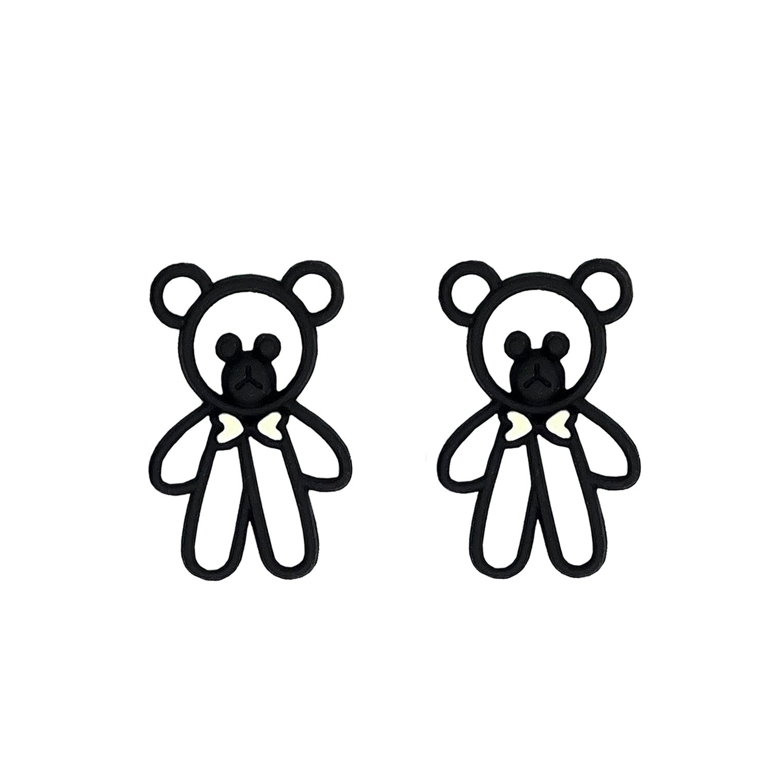 NEMIBABY EARRINGS TEDDY BEAR BLACK- 925 STERLING SILVER PINS