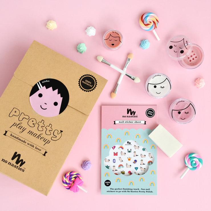 NO NASTIES NISHA PINK NATURAL MICA BASE KIDS PLAY MAKEUP GOODY PACK - baby enRoute