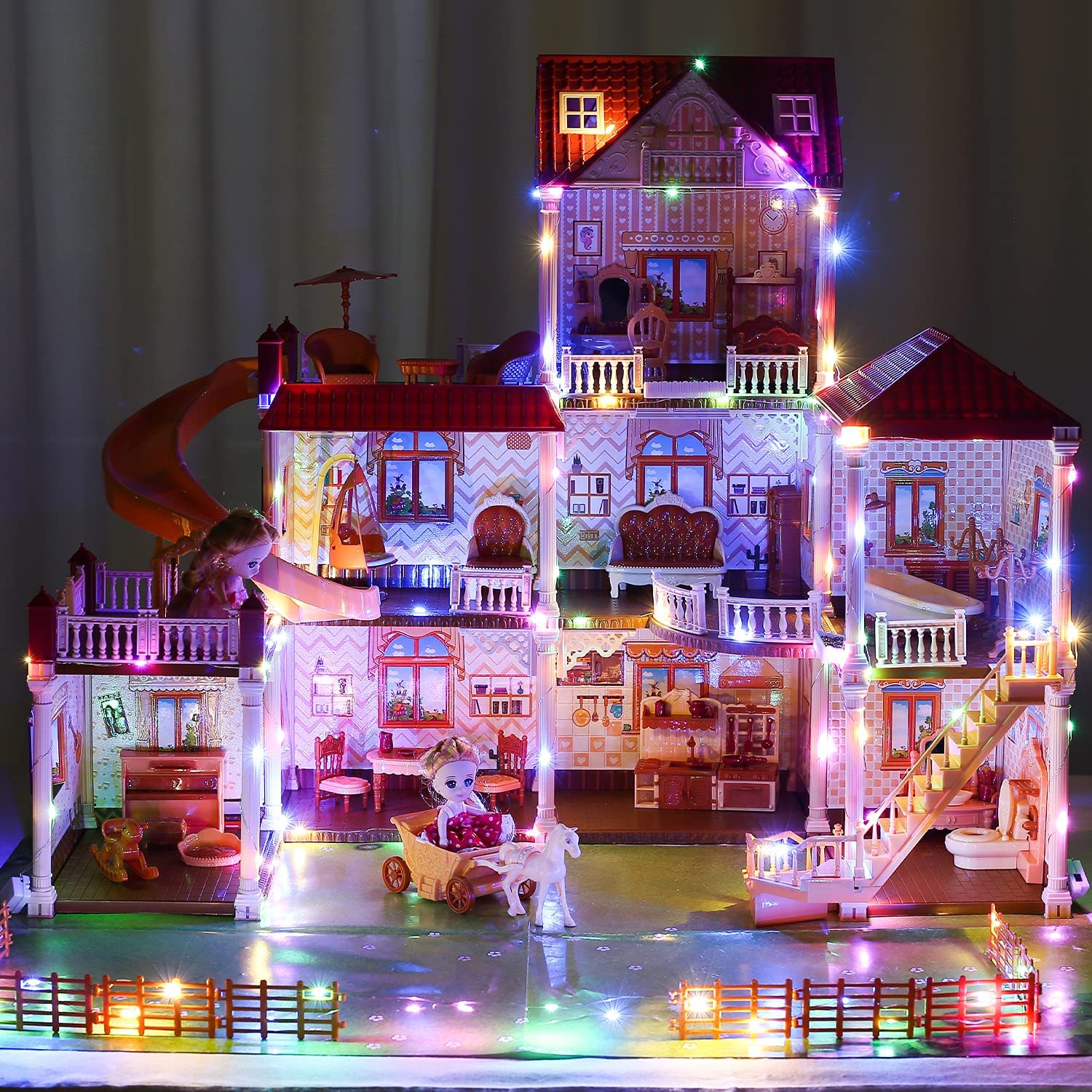 CUTE STONE FLASHING COLORED DOLLHOUSE HOUSE