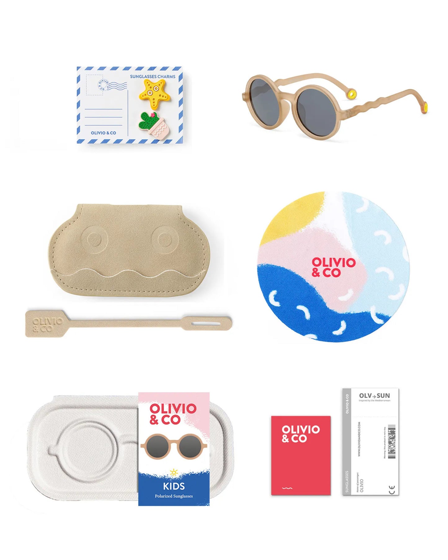 OLIVIO & CO ROUND SUNGLASSES CLASSIC OLIVIO  SAND BEIGE - baby enRoute