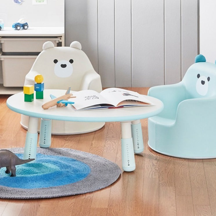 Iloom Kid's Sofa Polar Aco Ivory set featuring ivory polar bear chair and light-blue armchair.