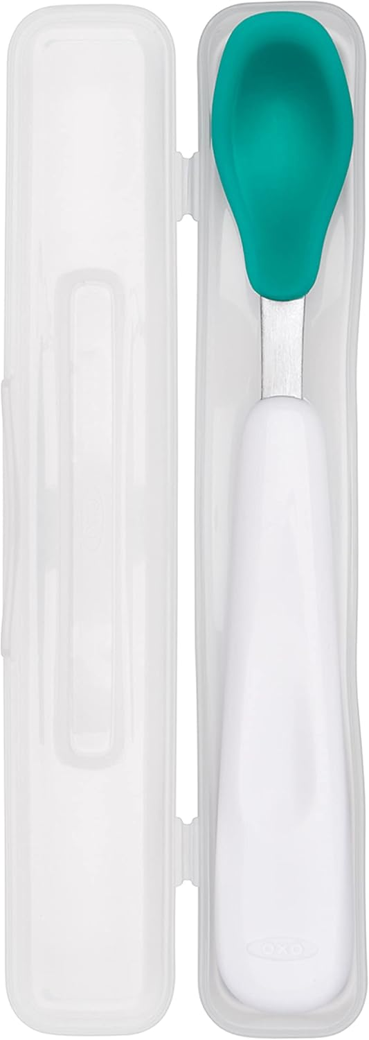 OXO TOT TRAVEL FEEDING SPOON TEAL - baby enRoute