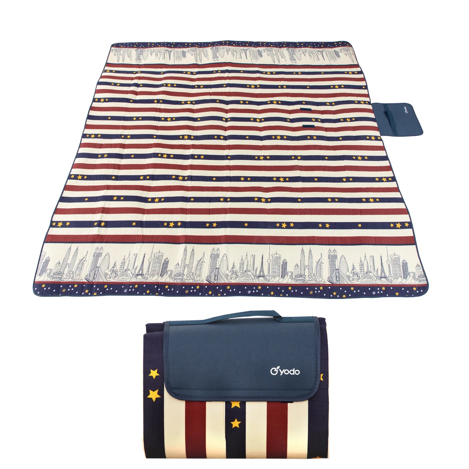 RAY STAR 79''X79'' RED BLUE PICNIC BLANKET SANDPROOF WATERPROOF LARGE MAT FOR BEACH