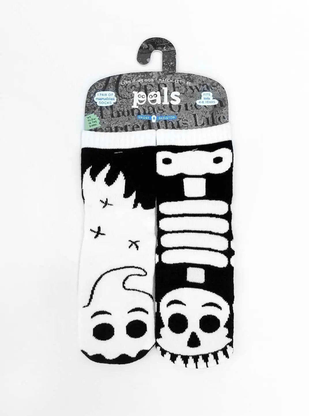 Pals Socks Glow In The Dark Ghost & Skeleton Kids Mismatched