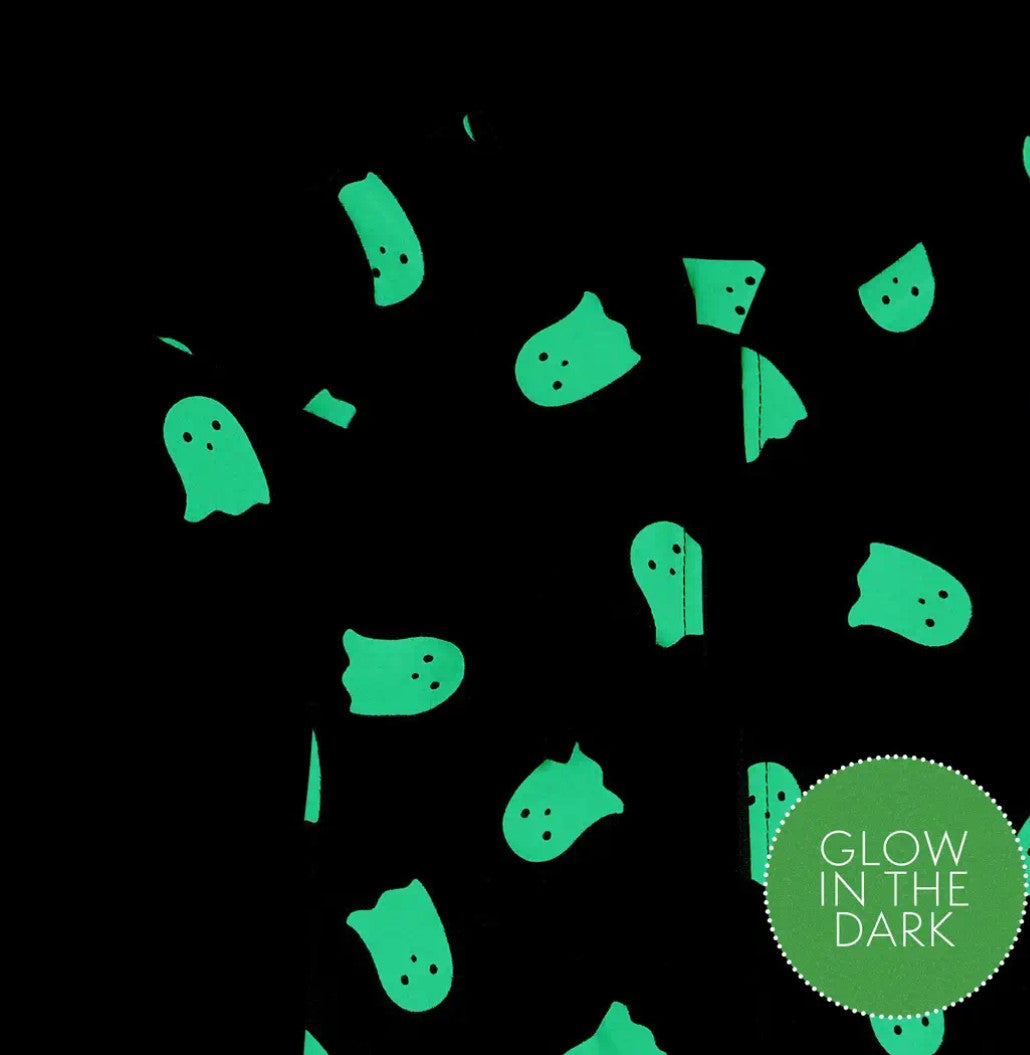 PETIT LEM GHOSTS GLOW IN THE DARK PRINT ON BLACK SLEEPER - baby enRoute