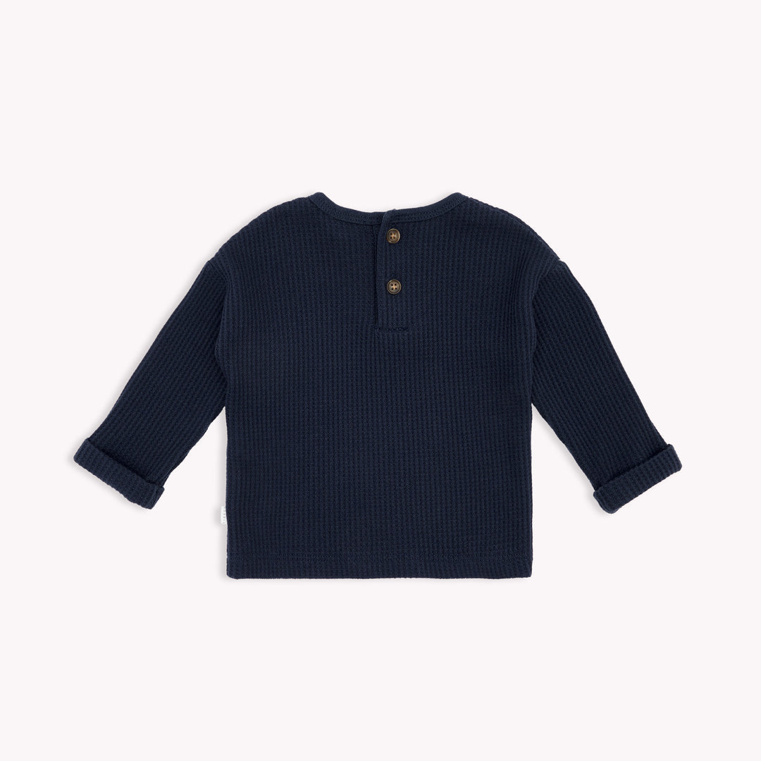 PETIT LEM BABY NAVY BLUE THERMAL OUTFIT SET