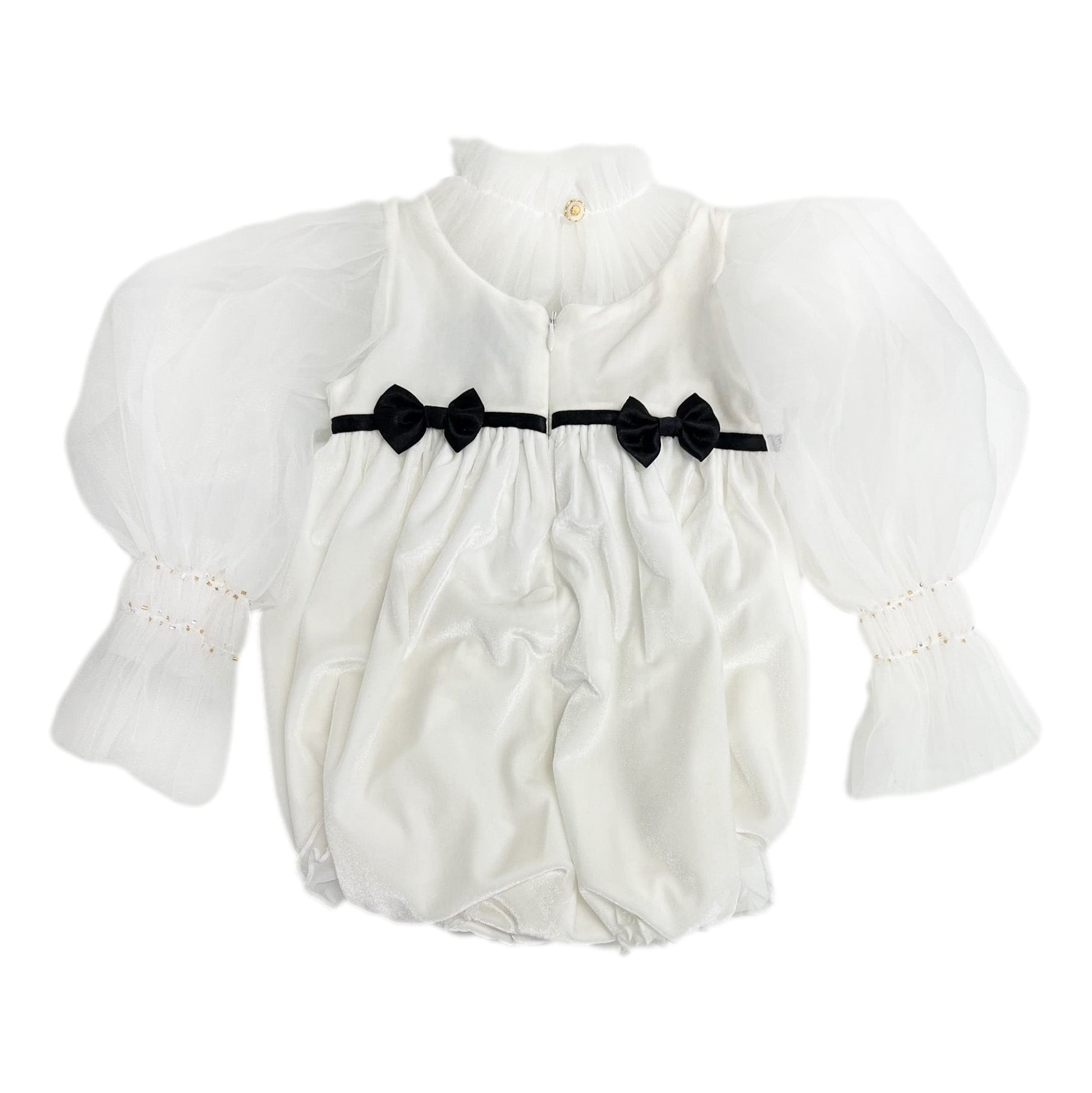 PETITE MAISON KIDS AURORA IVORY VELOUR ROMPER