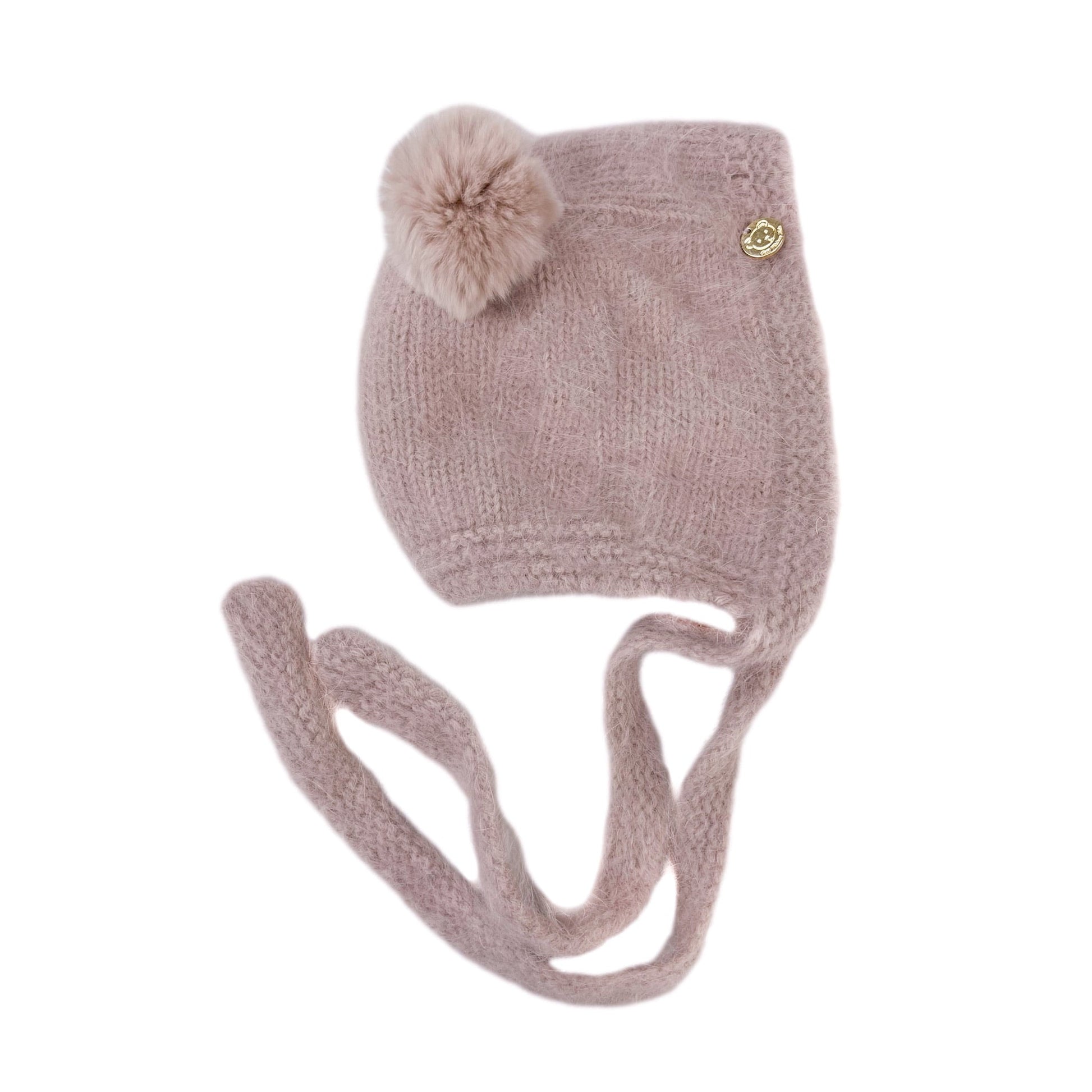 PETITE MAISON KIDS DUSTY PINK CASHMERE TEDDY HAT