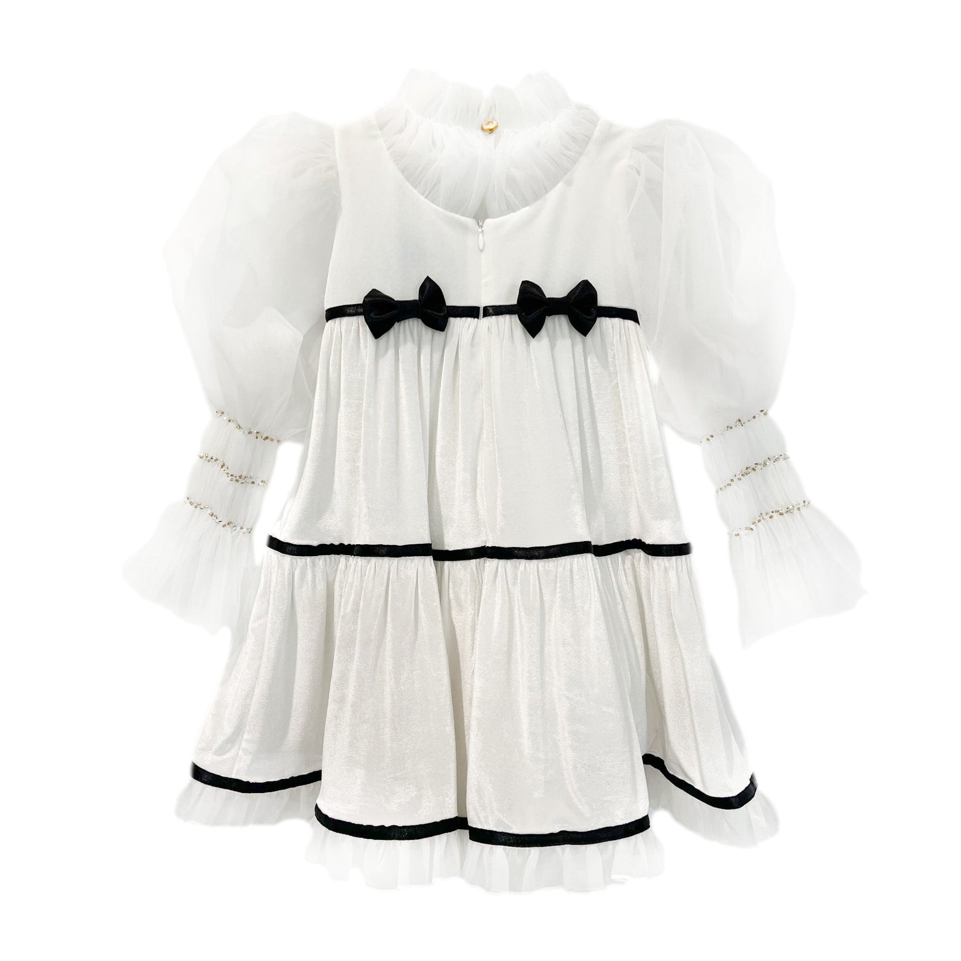 PETIT MAISON KIDS AURORA IVORY VELOUR DRESS