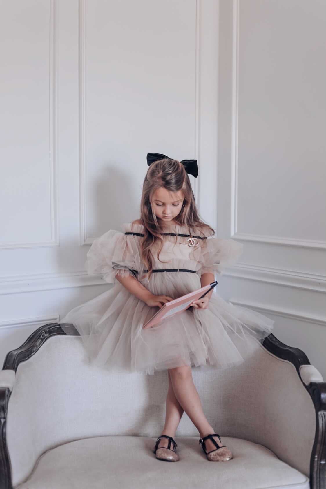 PETITE MAISON KIDS COCO CARAMEL TULLE DRESS