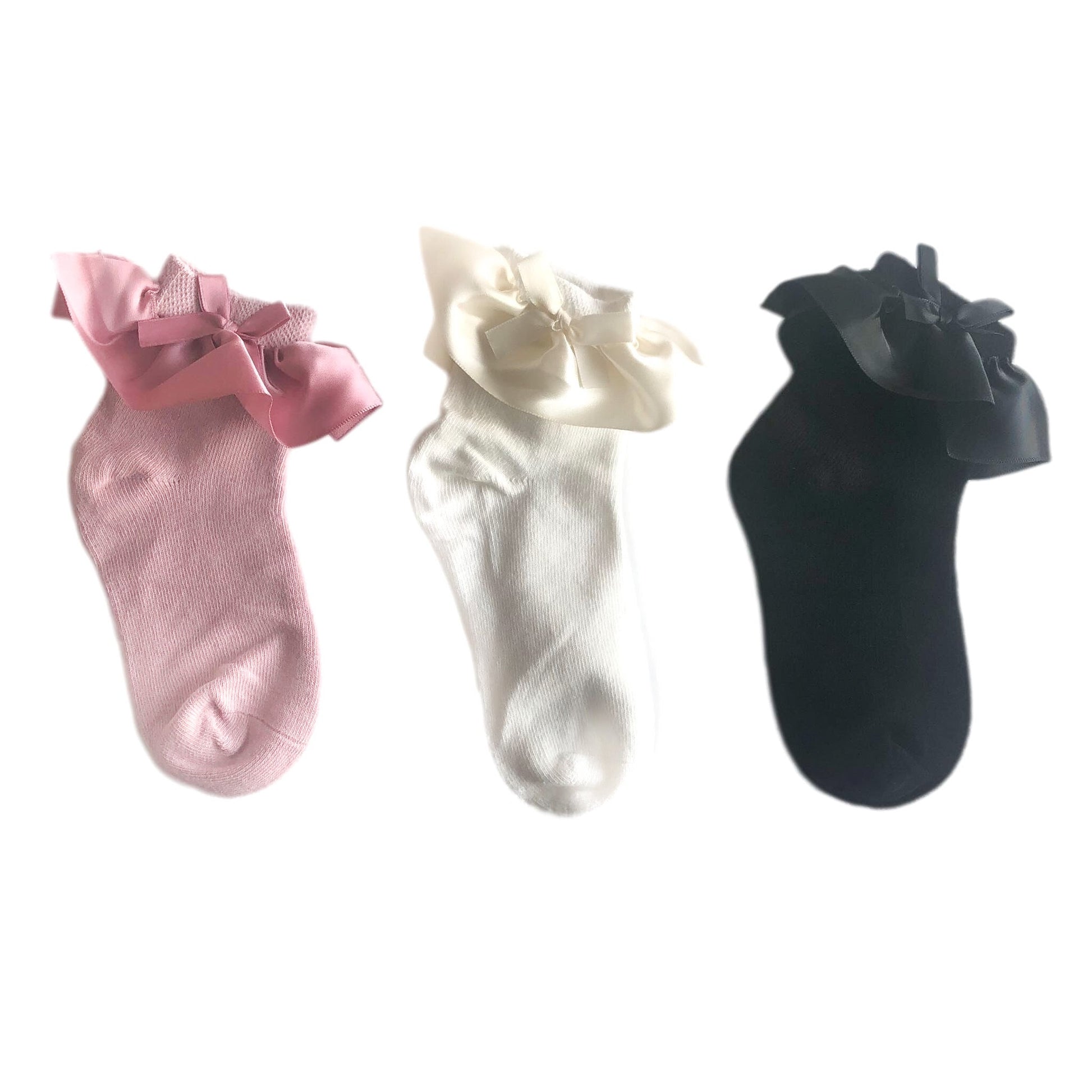 PETITE MAISON KIDS SATIN FRILLY SOCKS IVORY