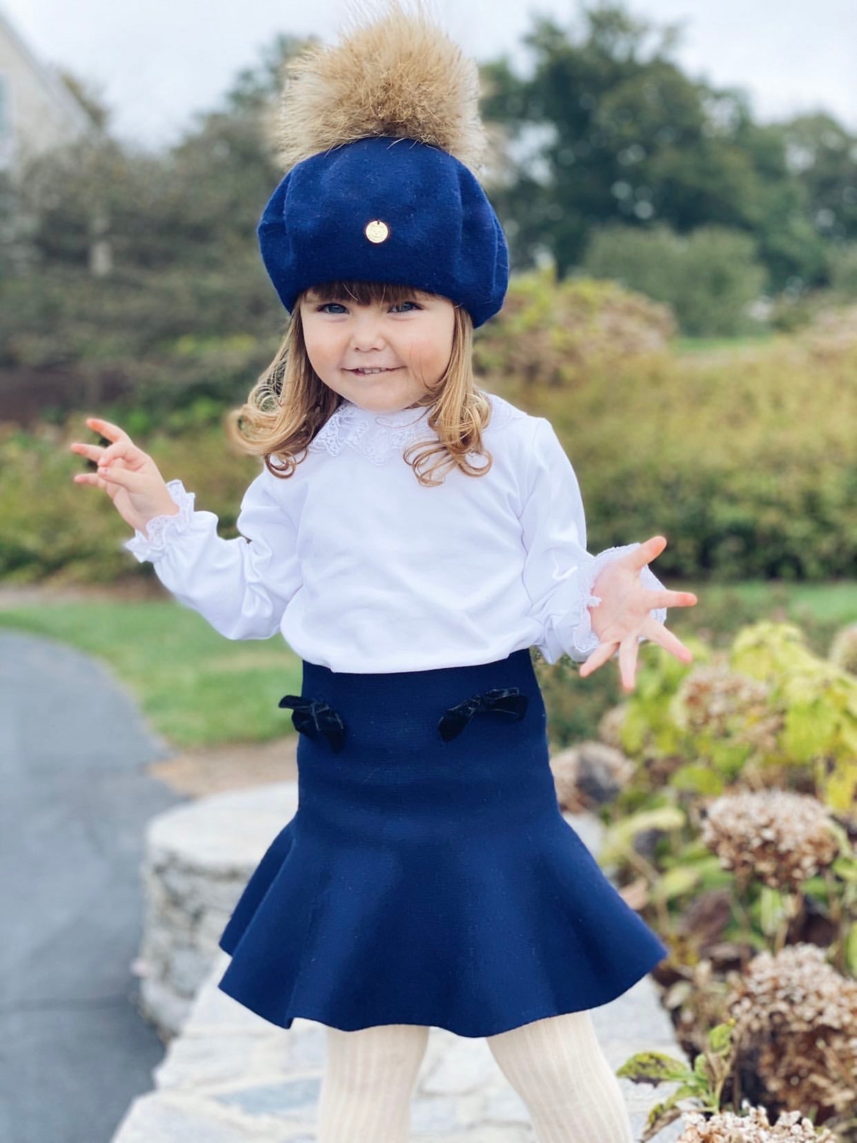 PETITE MAISON KIDS WOOL BERET WITH POM POM
