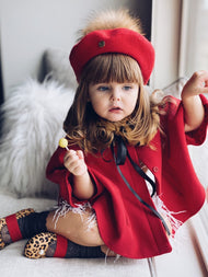 PETITE MAISON KIDS WOOL BERET WITH POM POM