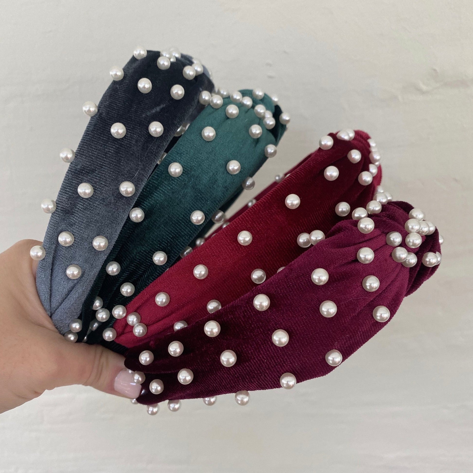 PETITE MAISON KIDS VELVET PEARL HEADBANDS