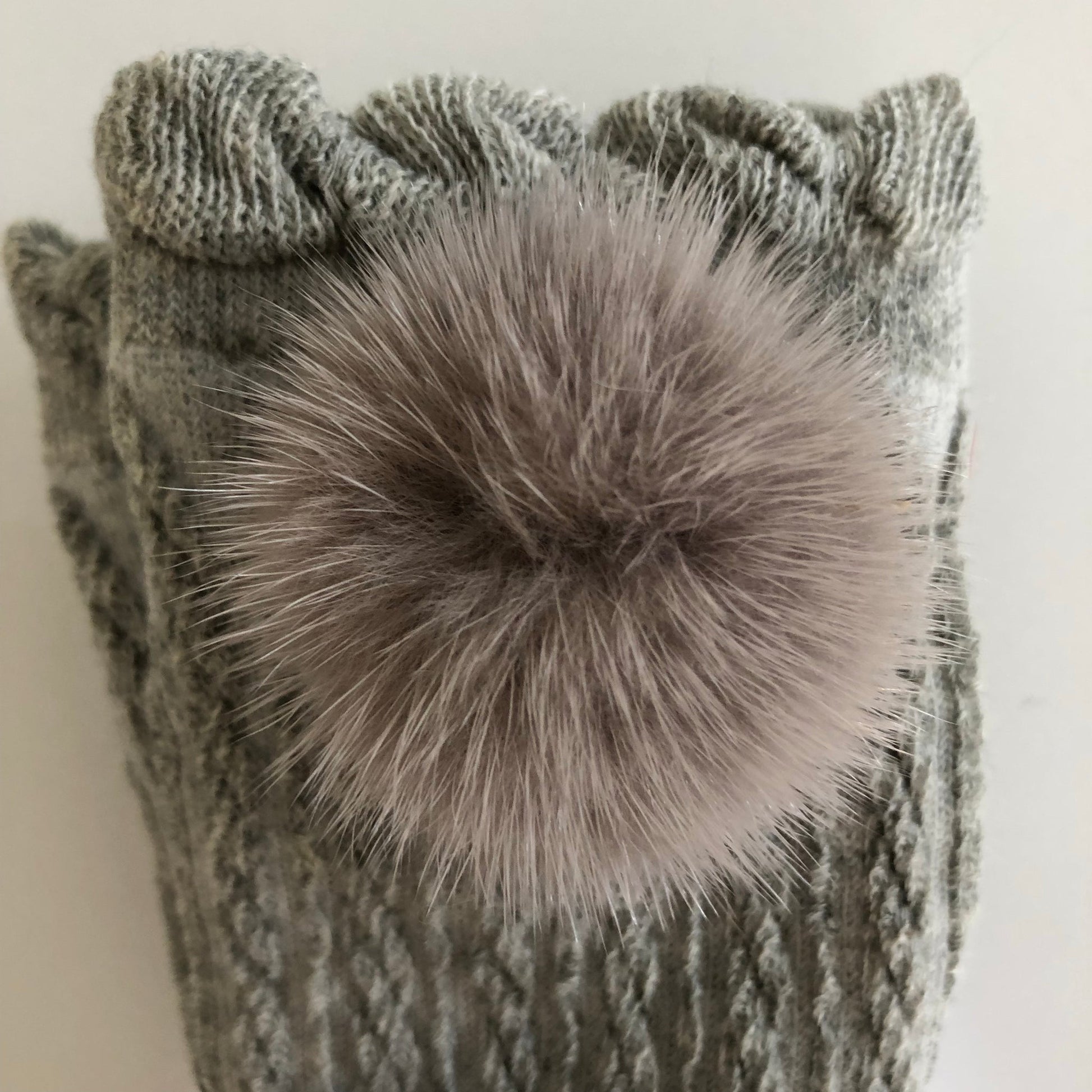 PETITE MAISON KIDS GREY KNEE HIGH SOCKS WITH POMS