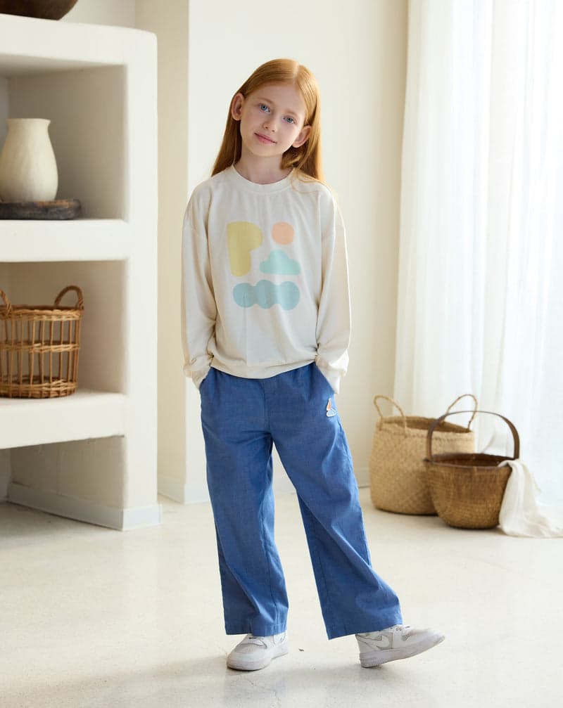 PETITE REVERY FRENCH TERRY DROP SHOULDER LONG SLEEVE SWEATSHIRT JET STREAM