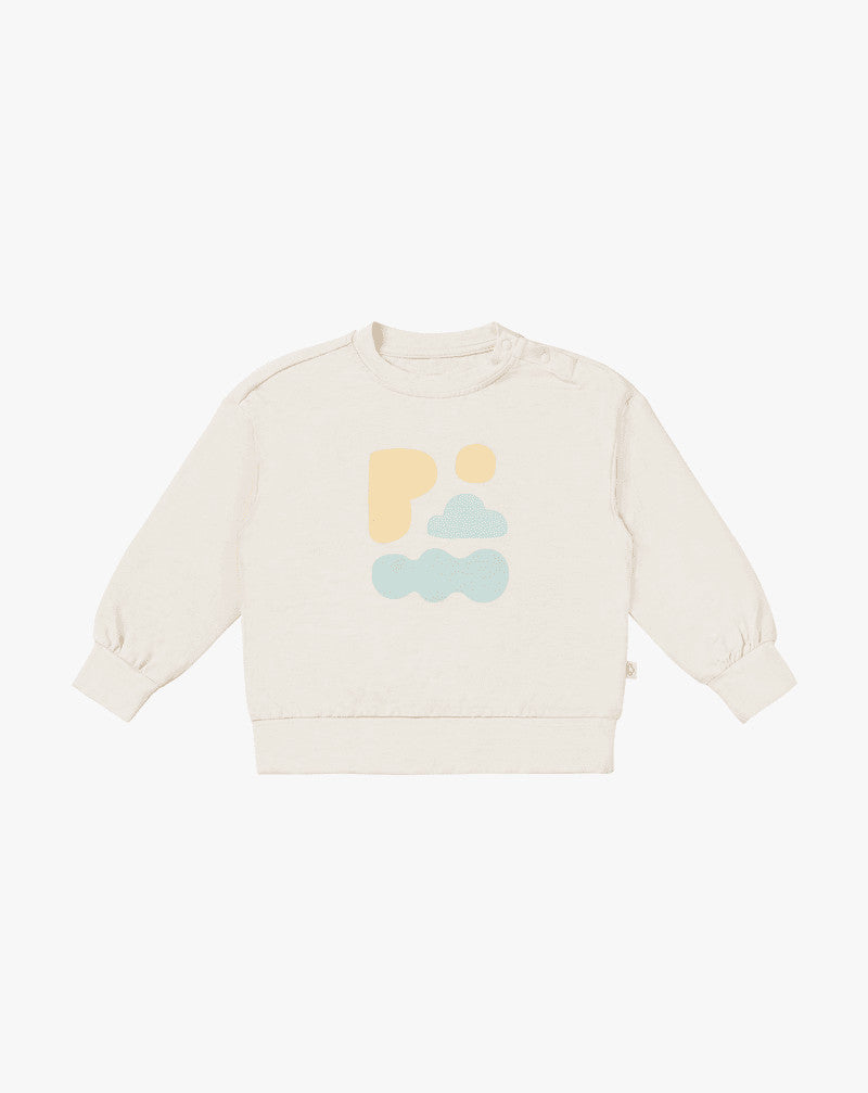 PETITE REVERY FRENCH TERRY DROP SHOULDER LONG SLEEVE SWEATSHIRT JET STREAM