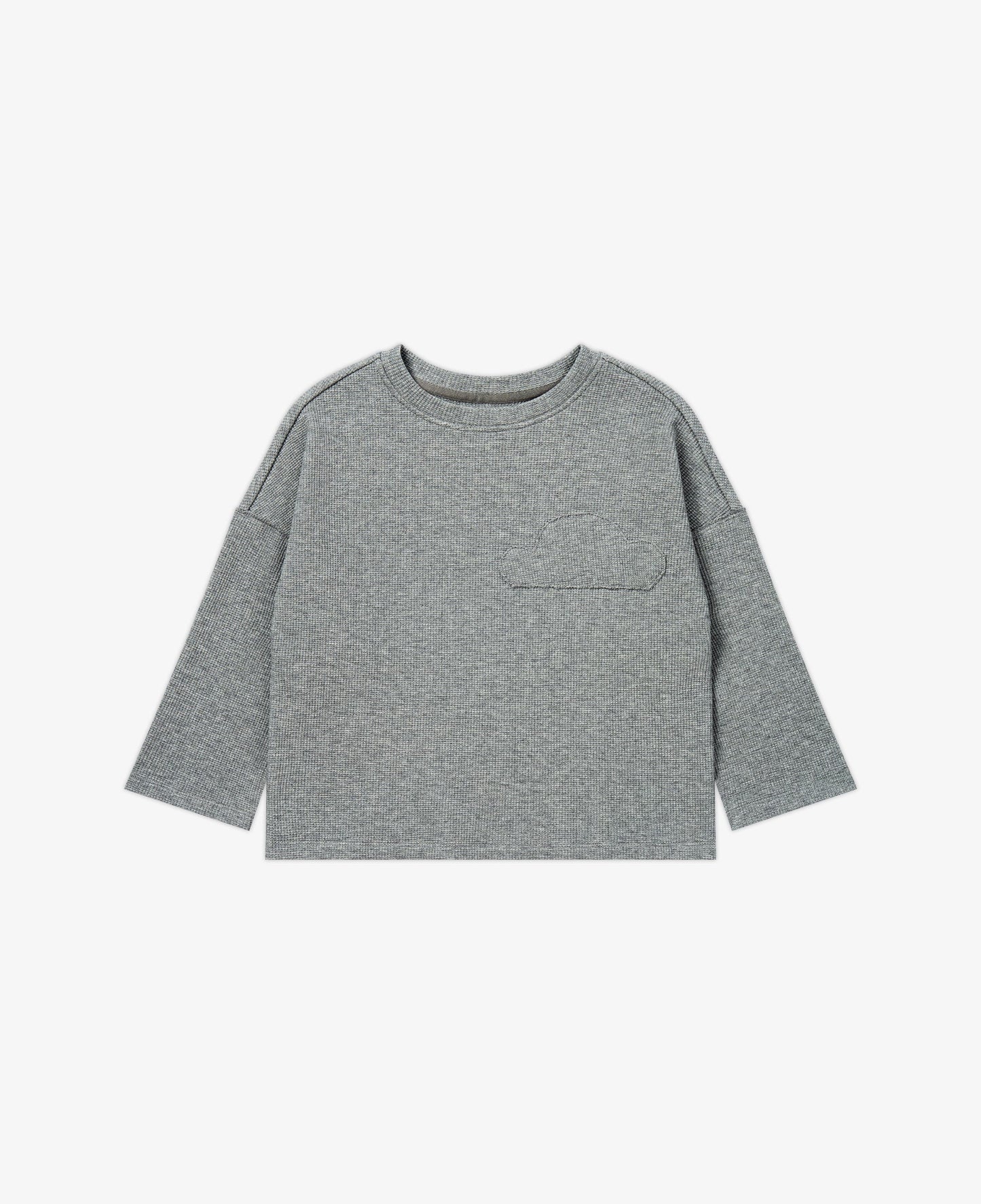 PETITE REVERY RAW EDGE WAFFLE KNIT LONG SLEEVE TOP STONE - baby enRoute