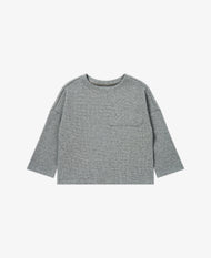 PETITE REVERY RAW EDGE WAFFLE KNIT LONG SLEEVE TOP STONE