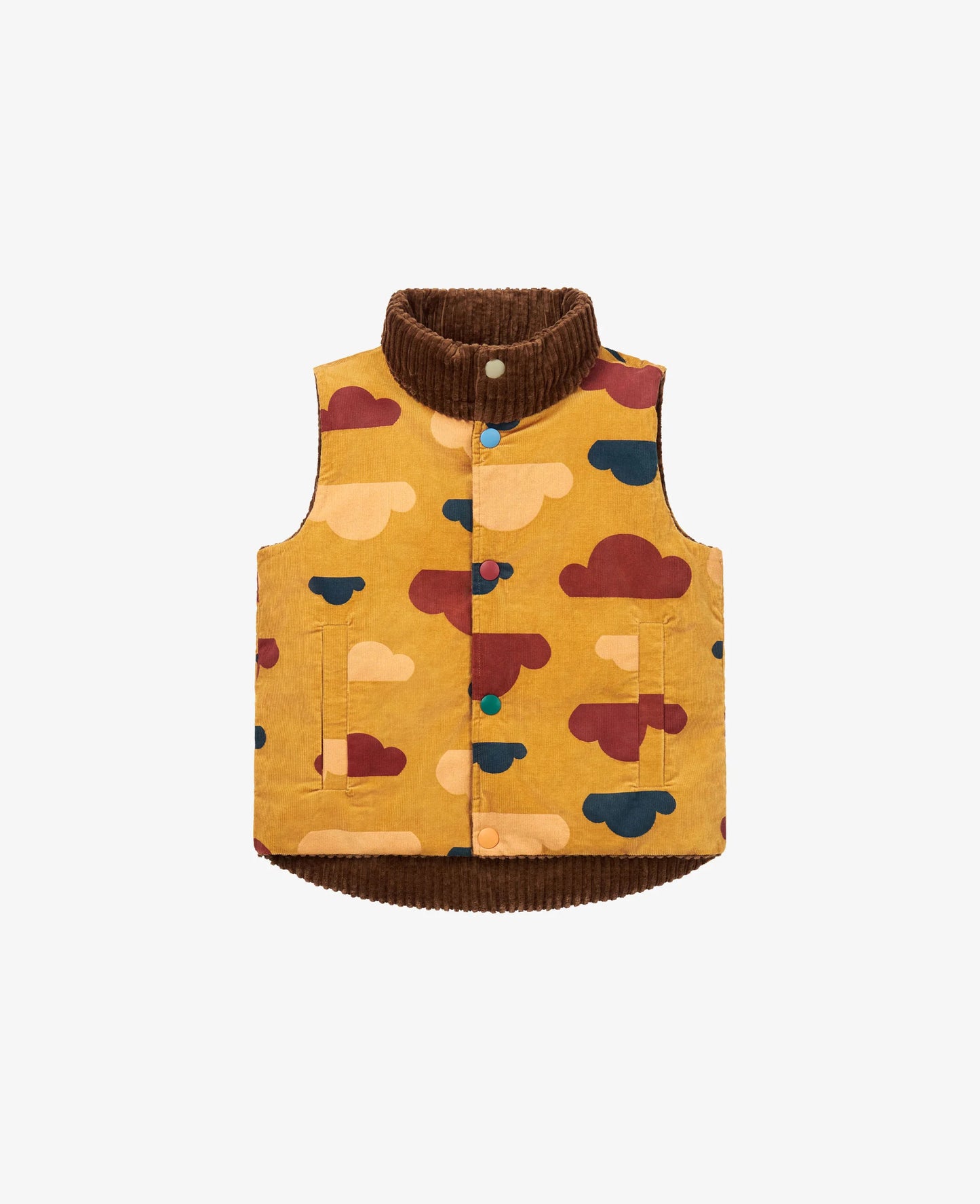 PETITE REVERY REVERSIBLE CORDUROY PUFFER VEST COCOA - baby enRoute