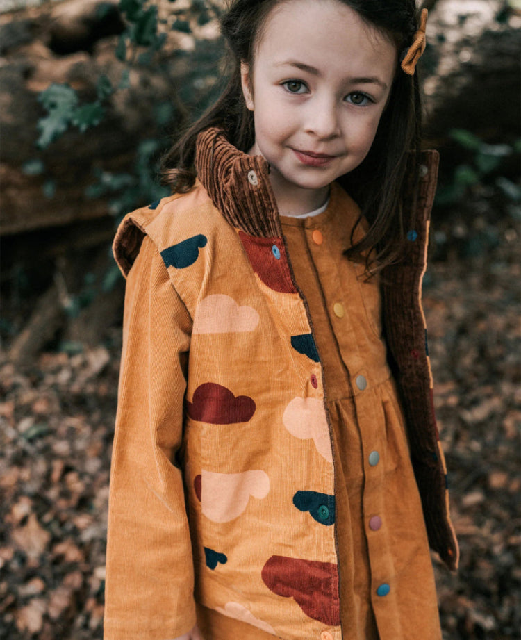 Petite Revery Reversible Corduroy Puffer Vest Cocoa