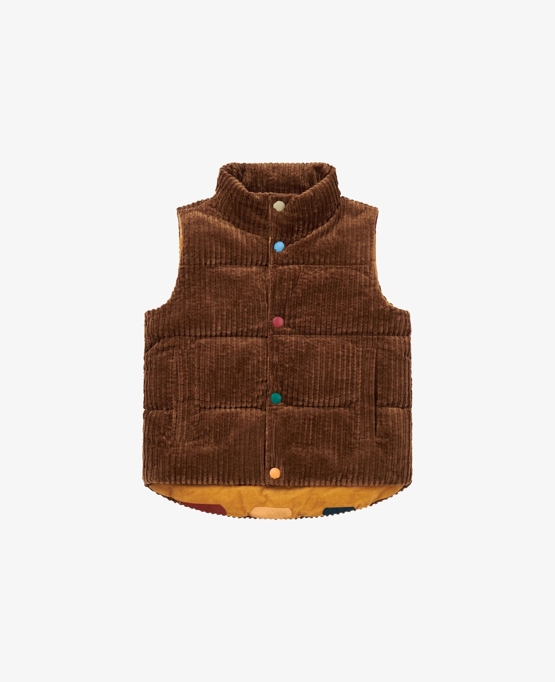 Petite Revery Reversible Corduroy Puffer Vest Cocoa