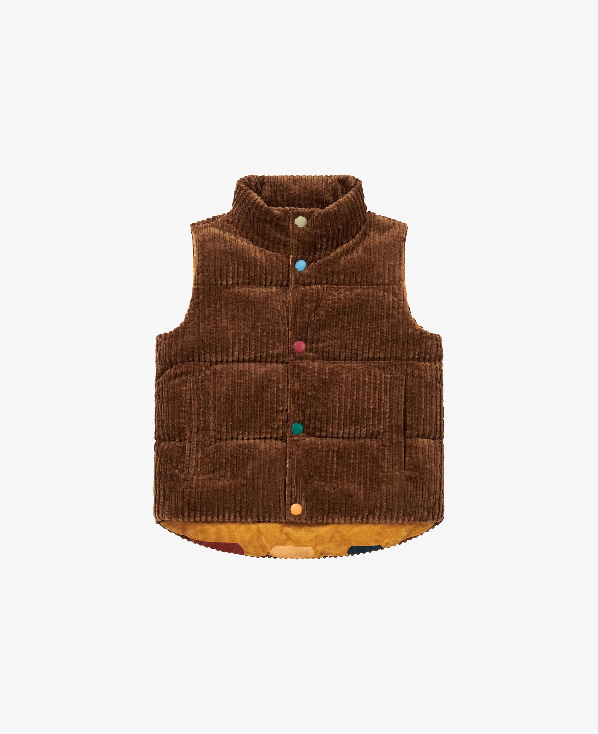 Petite Revery Reversible Corduroy Puffer Vest Cocoa