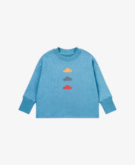 PETITE REVERY TRIO CLOUDS LONG SLEEVE TOP MINERAL BLUE