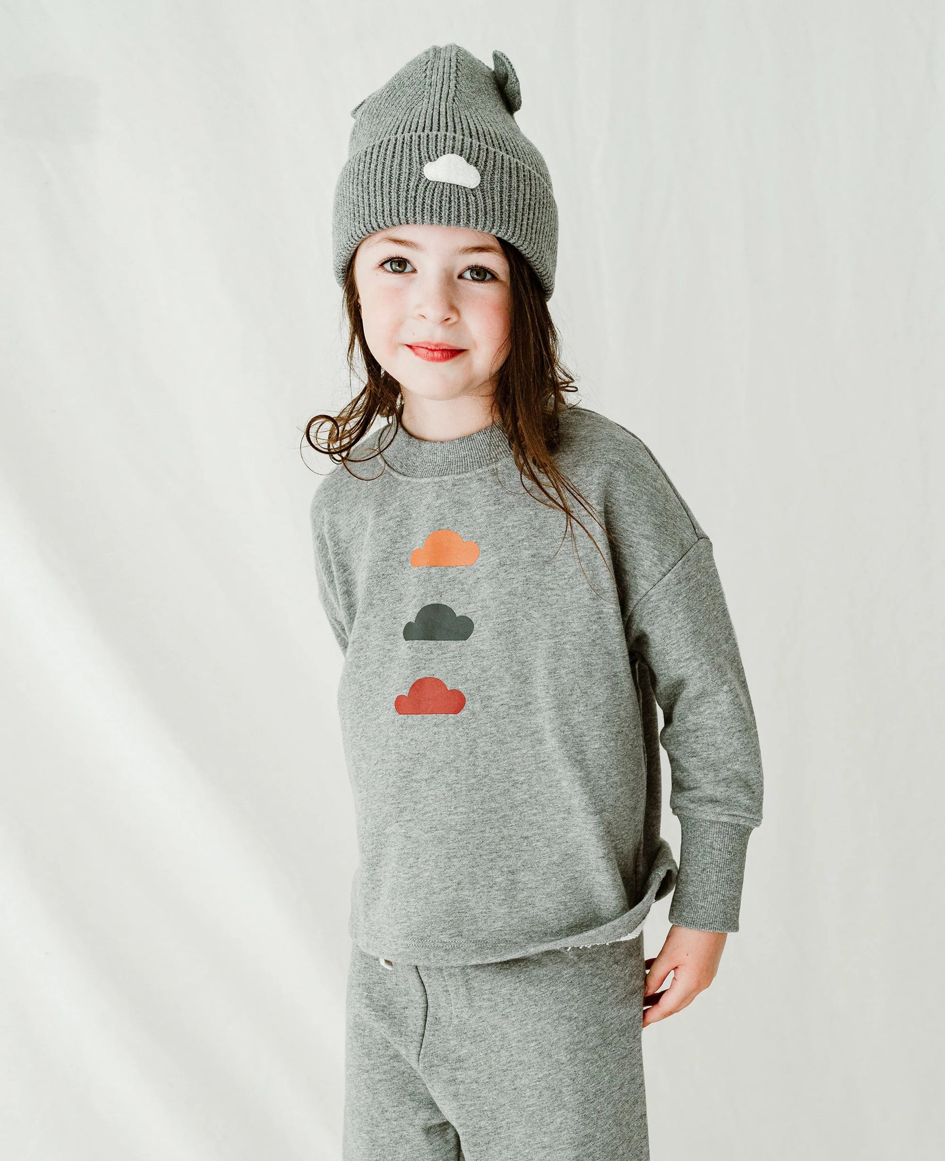 PETITE REVERY TRIO CLOUDS LONG SLEEVE TOP STONE