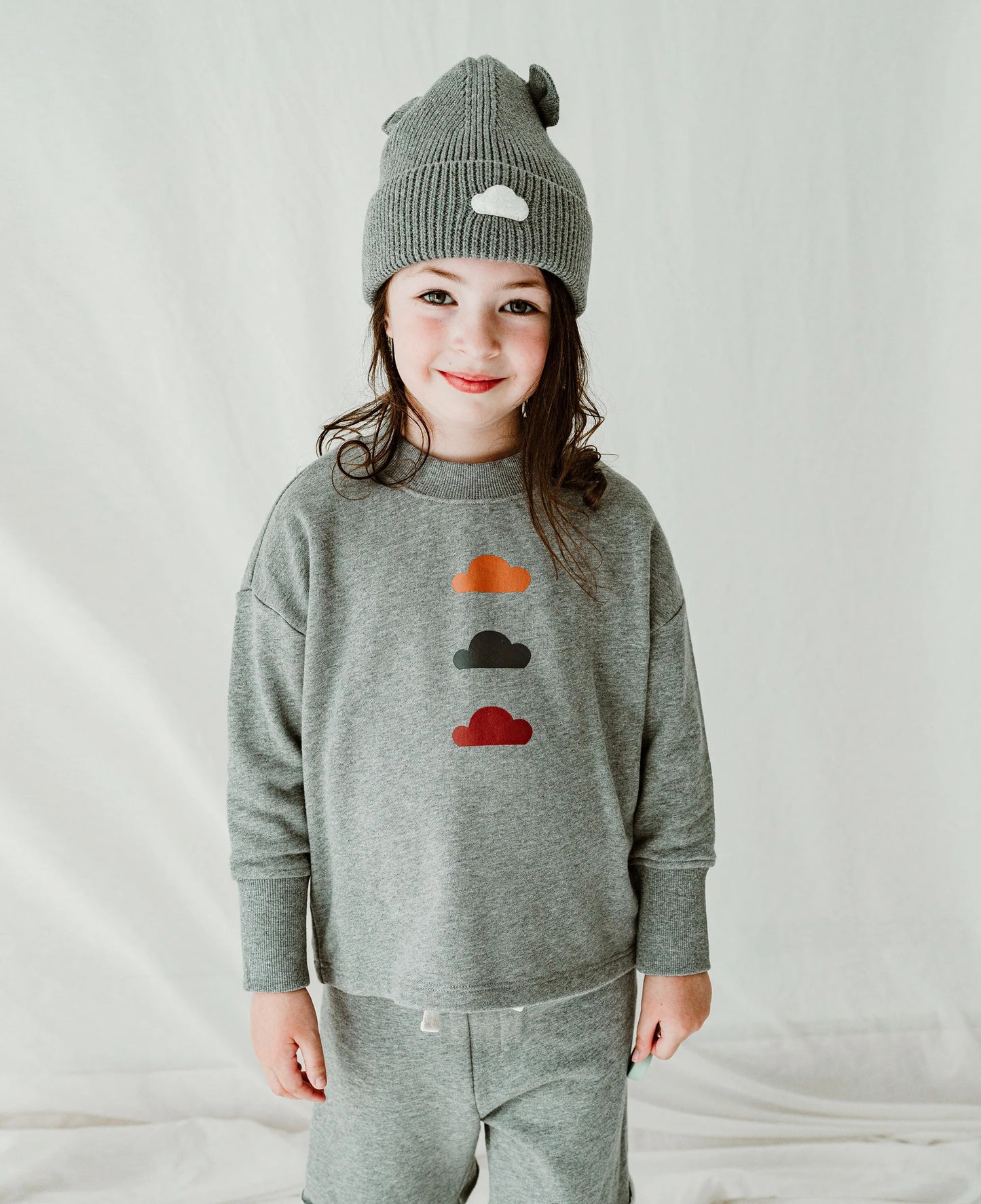 PETITE REVERY TRIO CLOUDS LONG SLEEVE TOP STONE - baby enRoute