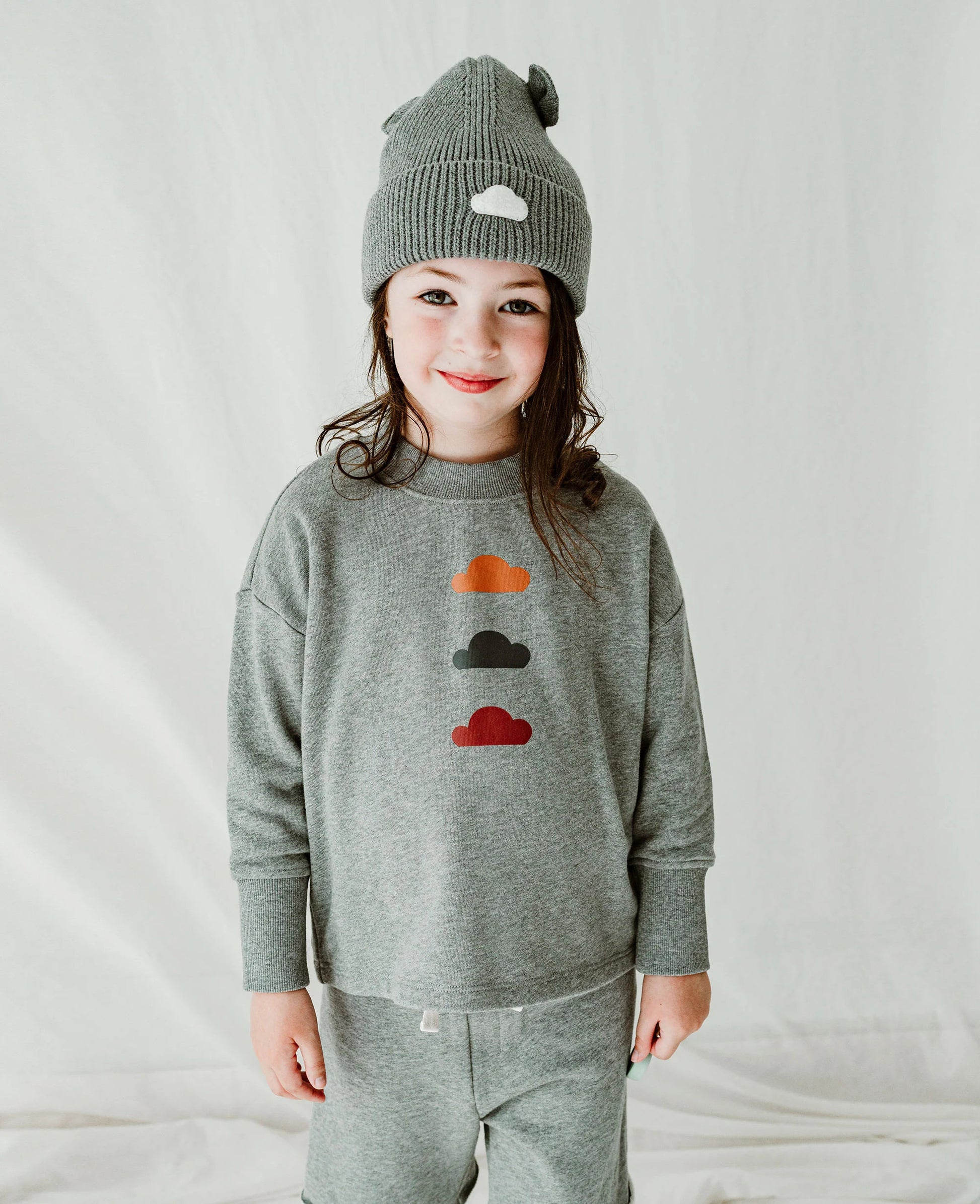 PETITE REVERY TRIO CLOUDS LONG SLEEVE TOP STONE