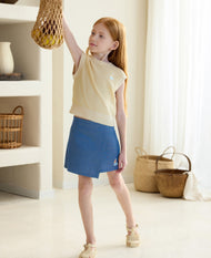 PETITE REVERY DENIM SKORT SKY