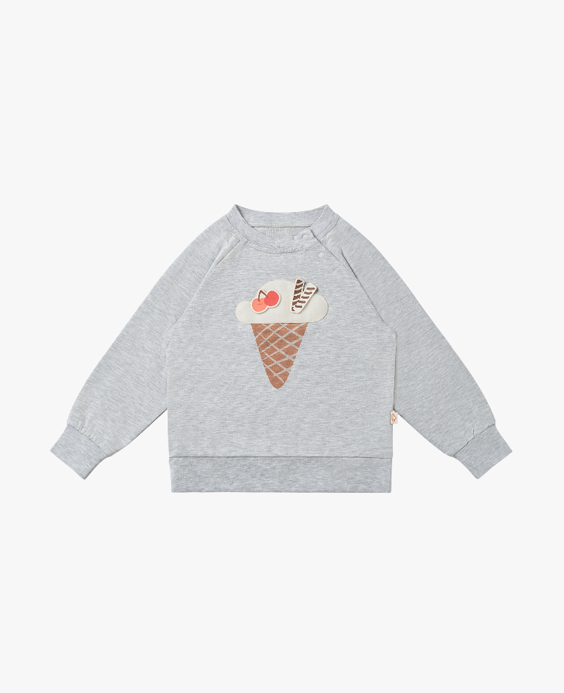 Petite Revery French Terry Raglan Long Sleeve Sweatshirt Fog Grey